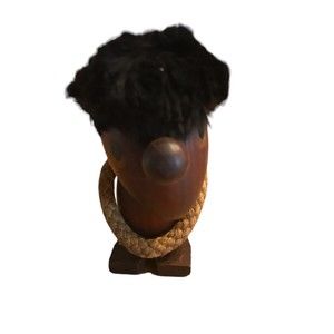 Carved wood Hans Bolling Pessimist Teak Figurine statue Orskov Denmark Danish